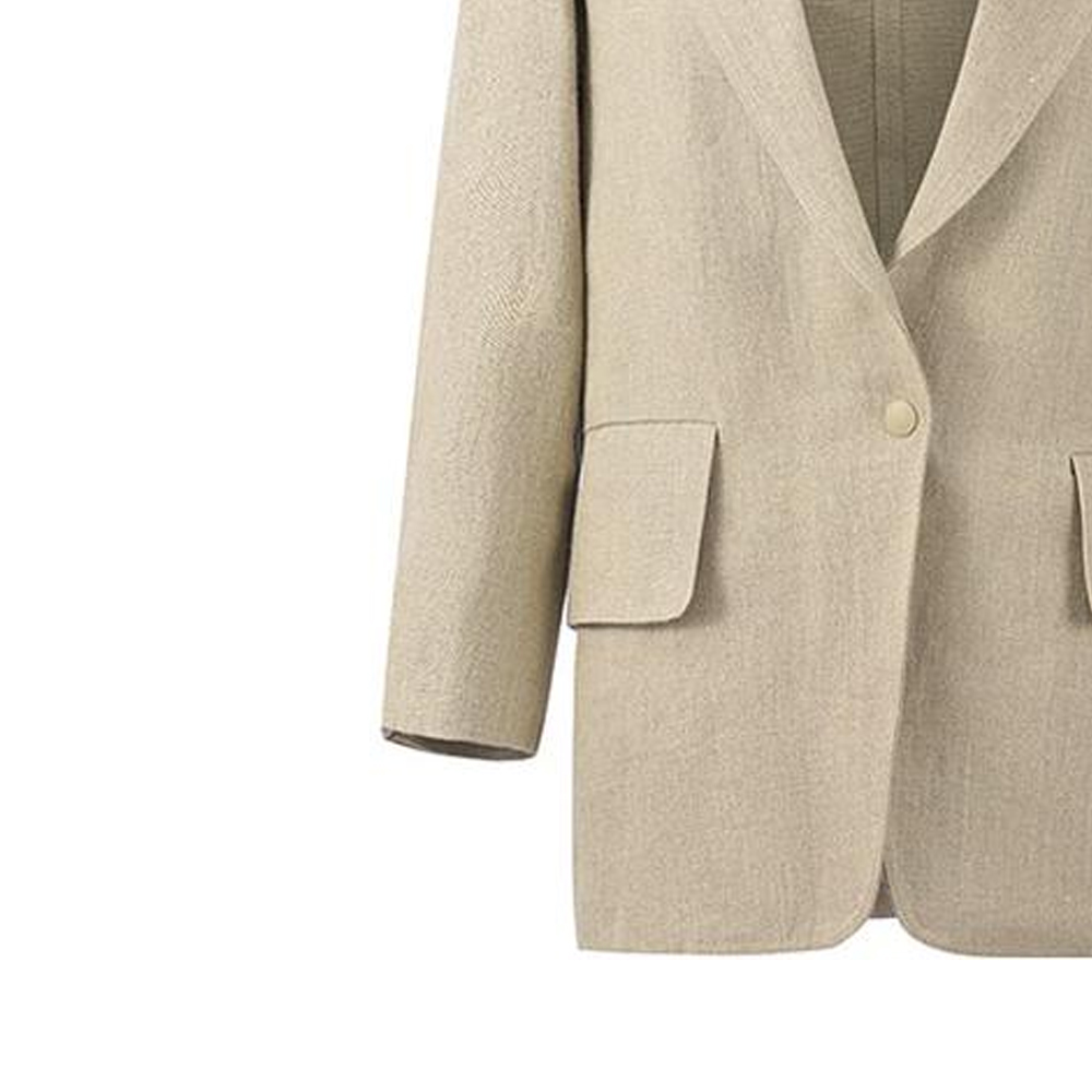 Purchase (Women) 'S Max Mara MaxMara Undici  Single-Button Long Sleeve Blazer Beige Linen. 2310410506001-UNDICI