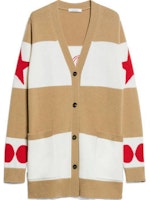(Women) 'S Max Mara MaxMara Valido Beige Printed Loose Knit Cardigan Mid-Length Sweater 1346034106007-VALIDO (Women) 'S Max Mara MaxMara Valido Beige Printed Loose Knit Cardigan Mid-Length Sweater 1346034106007-VALIDO