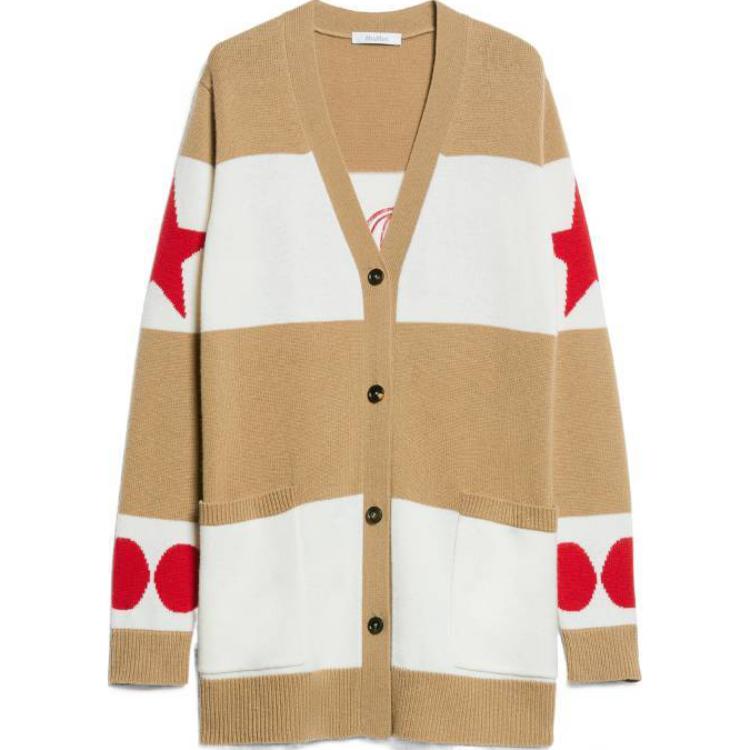 Order (Women) 'S Max Mara MaxMara Valido  Beige Printed Loose Knit Cardigan Mid-Length Sweater 1346034106007-VALIDO