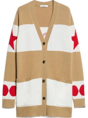 (Women) 'S Max Mara MaxMara Valido Beige Printed Loose Knit Cardigan Mid-Length Sweater 1346034106007-VALIDO Order (Women) 'S Max Mara MaxMara Valido Beige Printed Loose Knit Cardigan Mid-Length Sweater 1346034106007-VALIDO