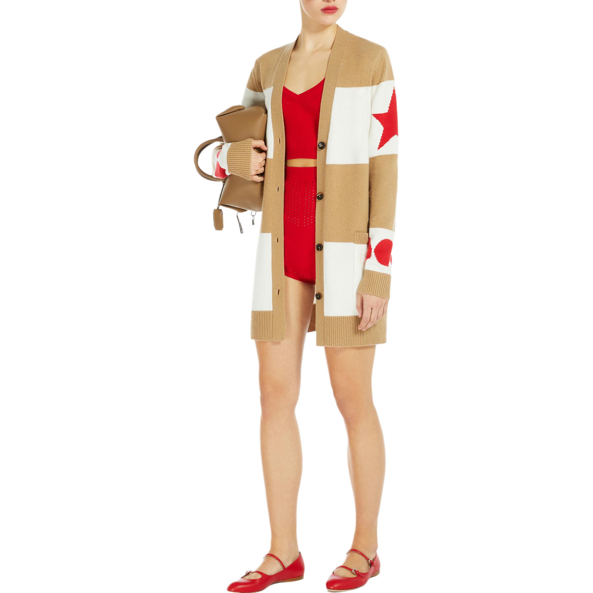 Lookbook (Women) 'S Max Mara MaxMara Valido  Beige Printed Loose Knit Cardigan Mid-Length Sweater 1346034106007-VALIDO