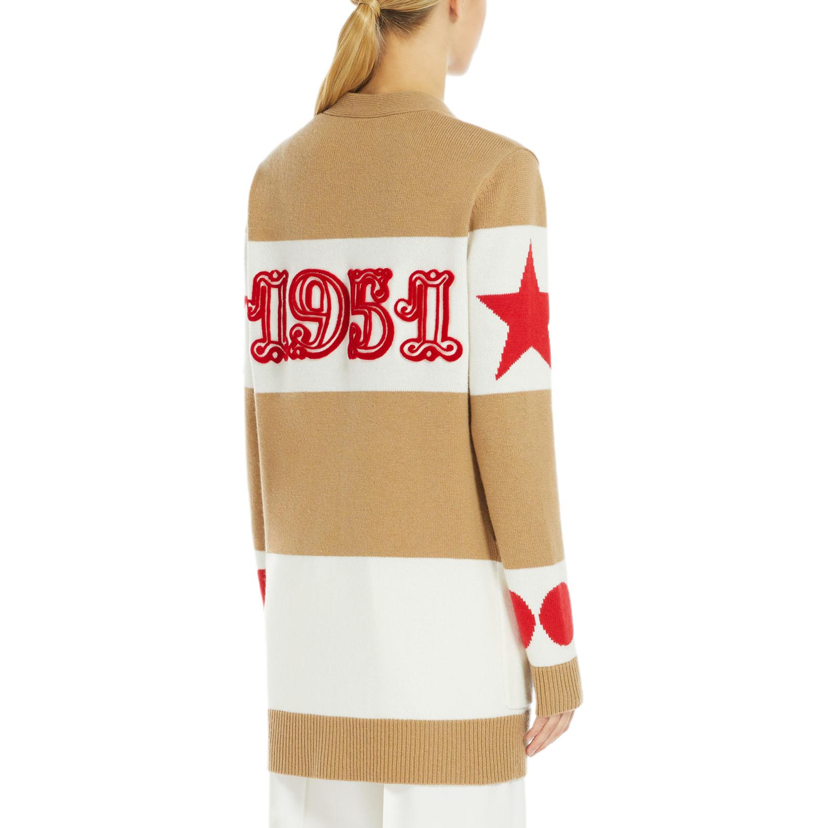 Purchase (Women) 'S Max Mara MaxMara Valido  Beige Printed Loose Knit Cardigan Mid-Length Sweater 1346034106007-VALIDO