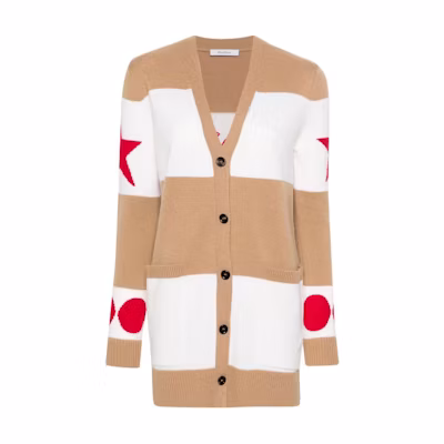 (Women) 'S Max Mara MaxMara Valido Numeric Pattern Striped Loose Knit Cardigan Women Light Brown 2421346031650-VALIDO