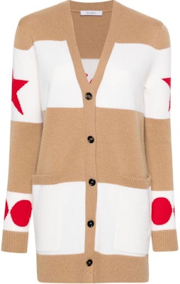 (Women) 'S Max Mara MaxMara Valido Numeric Pattern Striped Loose Knit Cardigan Women Light Brown 2421346031650-VALIDO Order (Women) 'S Max Mara MaxMara Valido Numeric Pattern Striped Loose Knit Cardigan Women Light Brown 2421346031650-VALIDO