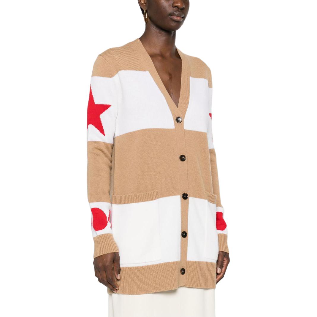 Purchase (Women) 'S Max Mara MaxMara Valido Numeric Pattern Striped Loose Knit Cardigan Women Light Brown 2421346031650-VALIDO