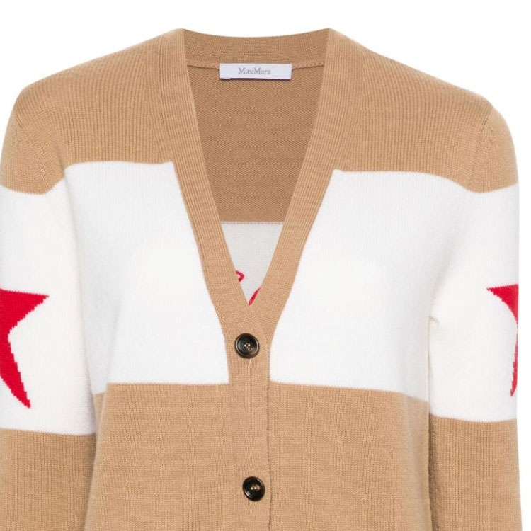 Details for (Women) 'S Max Mara MaxMara Valido Numeric Pattern Striped Loose Knit Cardigan Women Light Brown 2421346031650-VALIDO