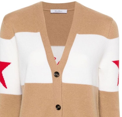 (Women) 'S Max Mara MaxMara Valido Numeric Pattern Striped Loose Knit Cardigan Women Light Brown 2421346031650-VALIDO Details for (Women) 'S Max Mara MaxMara Valido Numeric Pattern Striped Loose Knit Cardigan Women Light Brown 2421346031650-VALIDO
