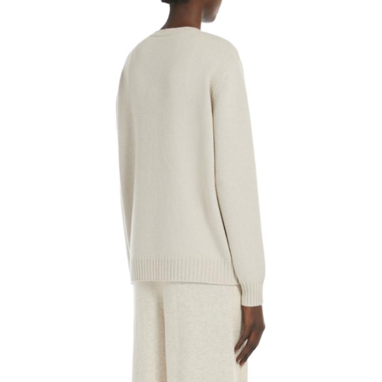 Shop (Women) 'S Max Mara MaxMara Viglio Oversized Crewneck Pullover Sweater for Women - Beige 1366184206002-VIGLIO