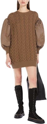 (W) ''S Max Mara MaxMara Vittor 羊毛长袖灯笼袖针织连衣裙 棕色 女款. 1321024106005-VITTOR Lookbook (W) ''S Max Mara MaxMara Vittor 羊毛长袖灯笼袖针织连衣裙 棕色 女款. 1321024106005-VITTOR