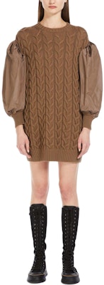 (W) ''S Max Mara MaxMara Vittor 羊毛长袖灯笼袖针织连衣裙 棕色 女款. 1321024106005-VITTOR Shop (W) ''S Max Mara MaxMara Vittor 羊毛长袖灯笼袖针织连衣裙 棕色 女款. 1321024106005-VITTOR
