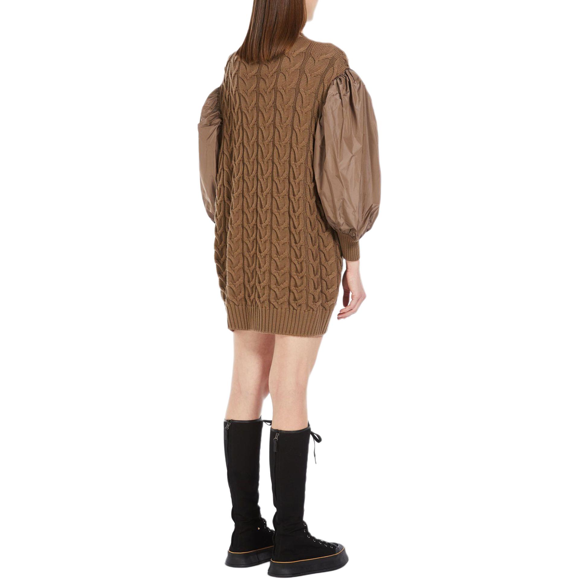 Purchase (W) ''S Max Mara MaxMara Vittor 羊毛长袖灯笼袖针织连衣裙 棕色 女款. 1321024106005-VITTOR