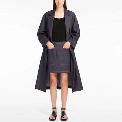(Women) 'S Max Mara MaxMara Vivetta Dark Blue A-Line Denim Cotton Skirt 1101012206001-VIVETTA Lookbook (Women) 'S Max Mara MaxMara Vivetta Dark Blue A-Line Denim Cotton Skirt 1101012206001-VIVETTA