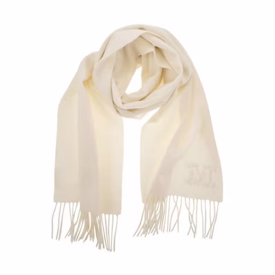 (Women) 'S Max Mara MaxMara White Cashmere Fringe Knit Scarf POIZON2406211529