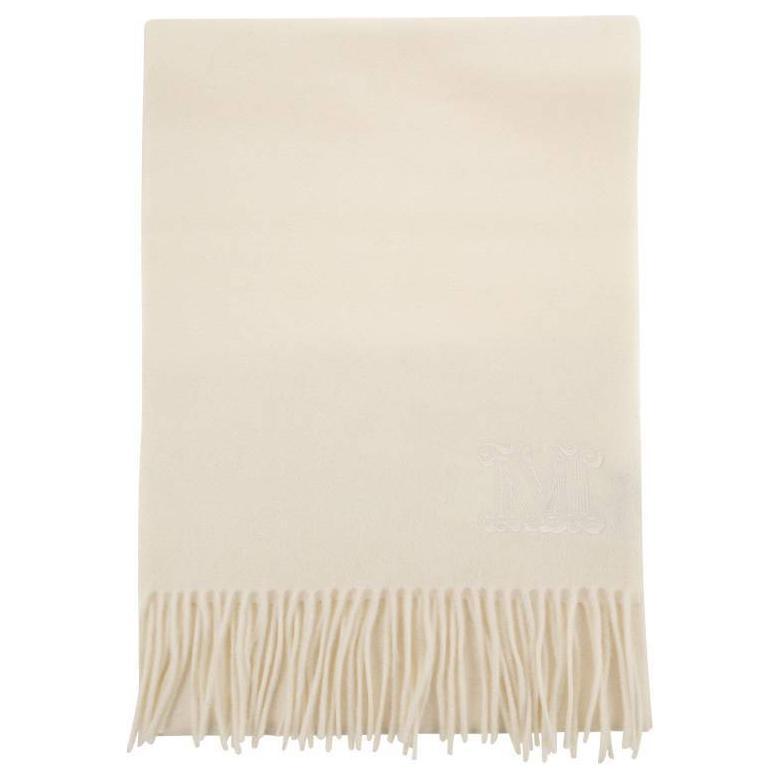 Lookbook (Women) 'S Max Mara MaxMara White Cashmere Fringe Knit Scarf POIZON2406211529