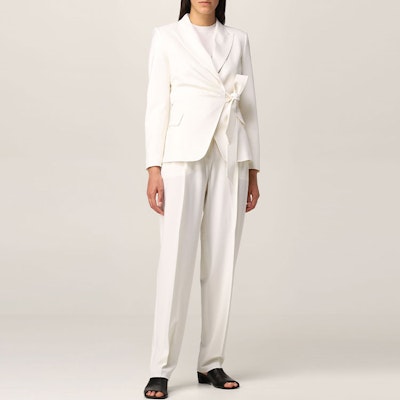 (Women) 'S Max Mara MaxMara Wool V-Neck Blazer White 10460319600-001 Lookbook (Women) 'S Max Mara MaxMara Wool V-Neck Blazer White 10460319600-001