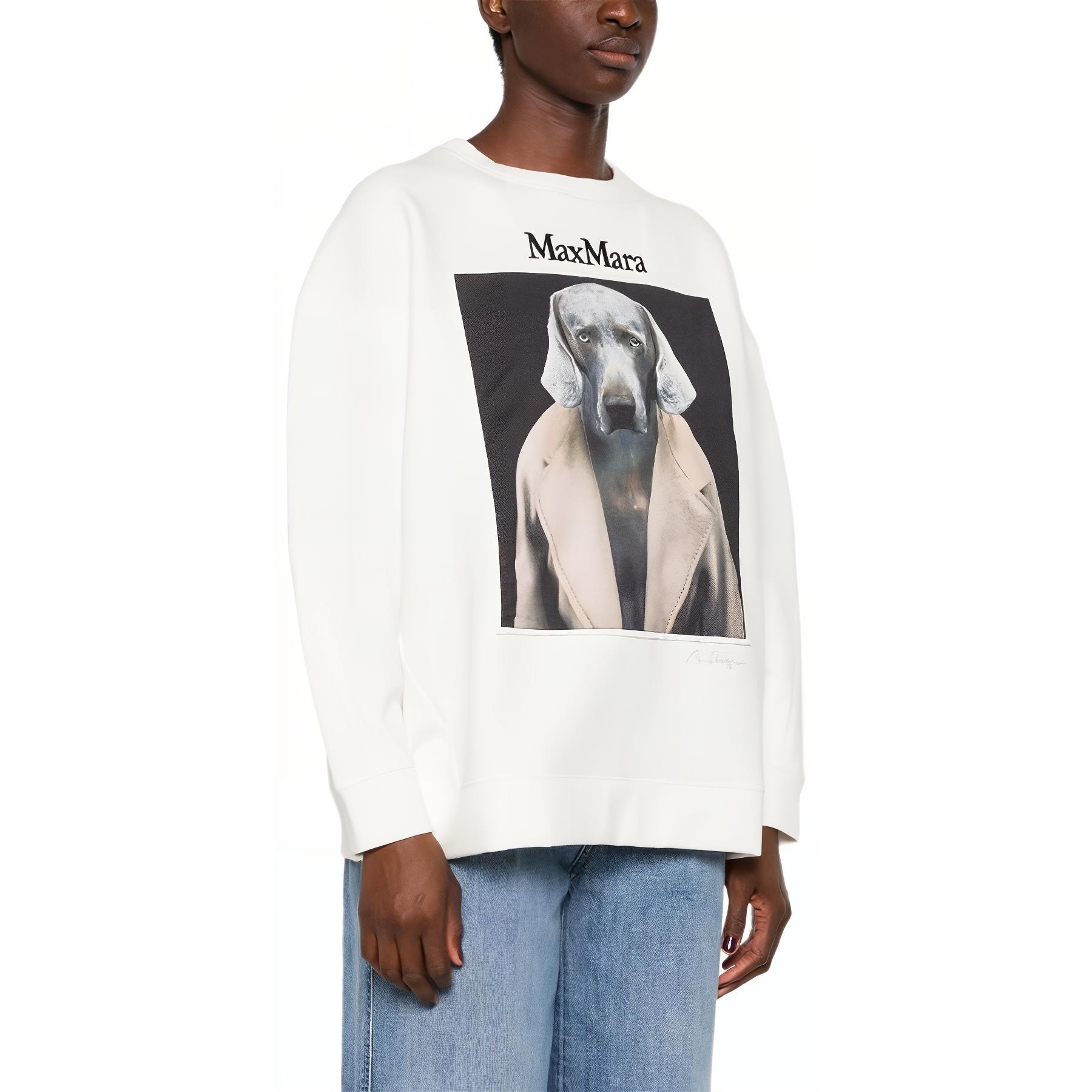 Purchase (Women) 'S Max Mara MaxMara x William Wegman  Animal Logo Print Beige Crewneck Sweatshirt 2421926011600