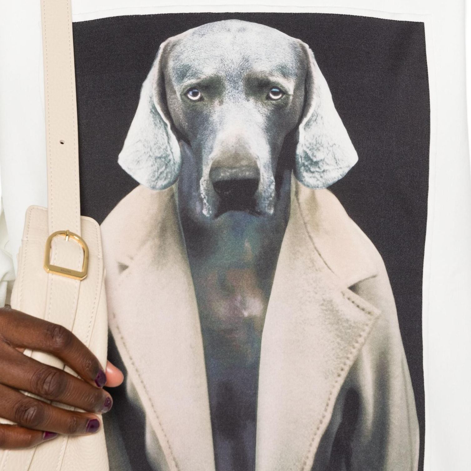 Details for (Women) 'S Max Mara MaxMara x William Wegman  Animal Logo Print Beige Crewneck Sweatshirt 2421926011600