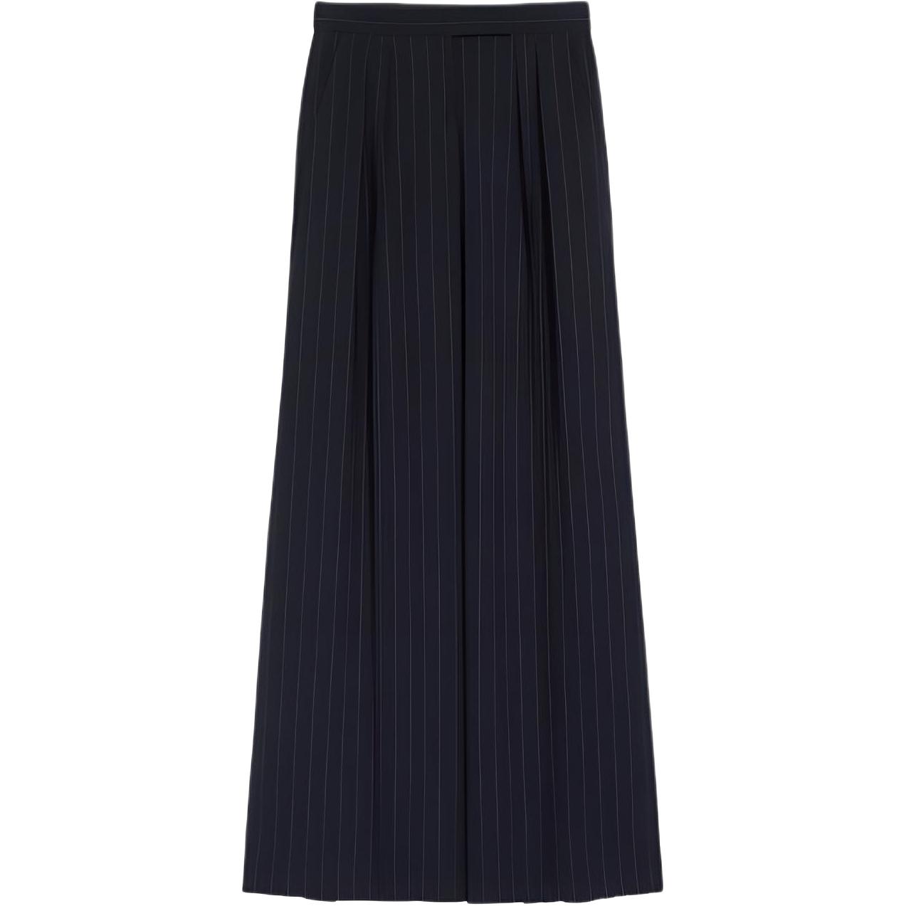 (Women) 'S Max Mara MaxMara Xavier High-Waisted Pinstripe Wool Pants  Black 1131103106002-XAVIER