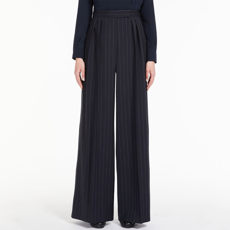 Shop (W) 막스마라 Xavier 하이웨이스트 핀스트라이프 울 팬츠 블랙 1131103106002-XAVIER