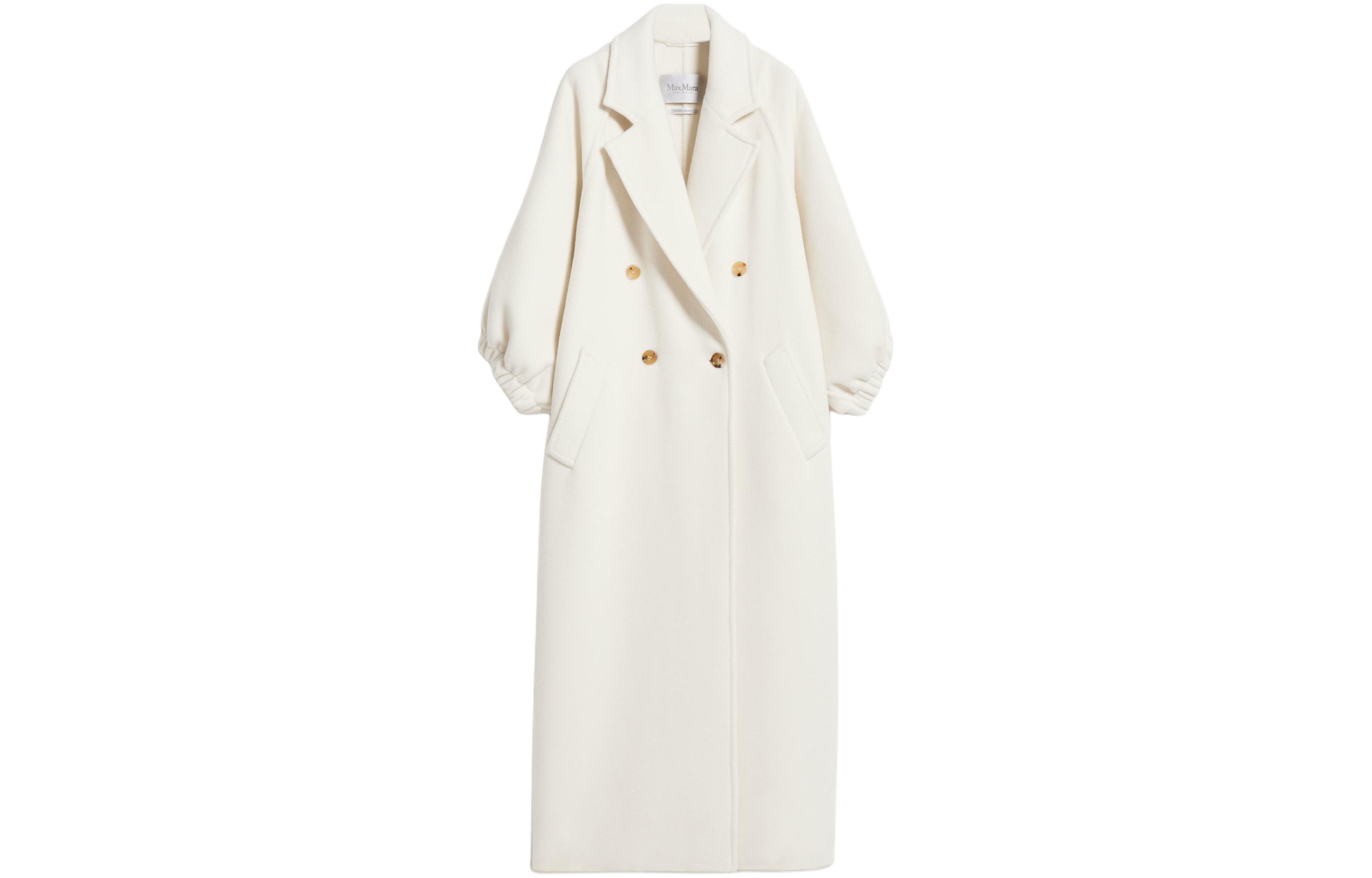 (Women) 'S Max Mara MaxMara Zaffo  White Double-Breasted Long Cashmere Coat with Pockets. 1011024106001-ZAFFO 圖 2