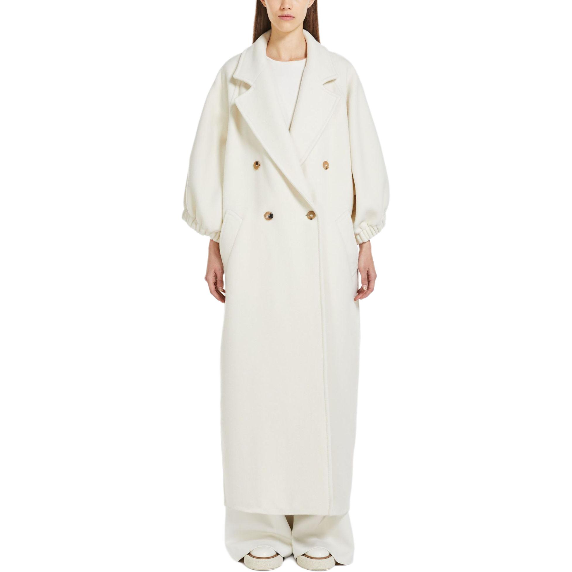 (Women) 'S Max Mara MaxMara Zaffo  White Double-Breasted Long Cashmere Coat with Pockets. 1011024106001-ZAFFO 圖 3