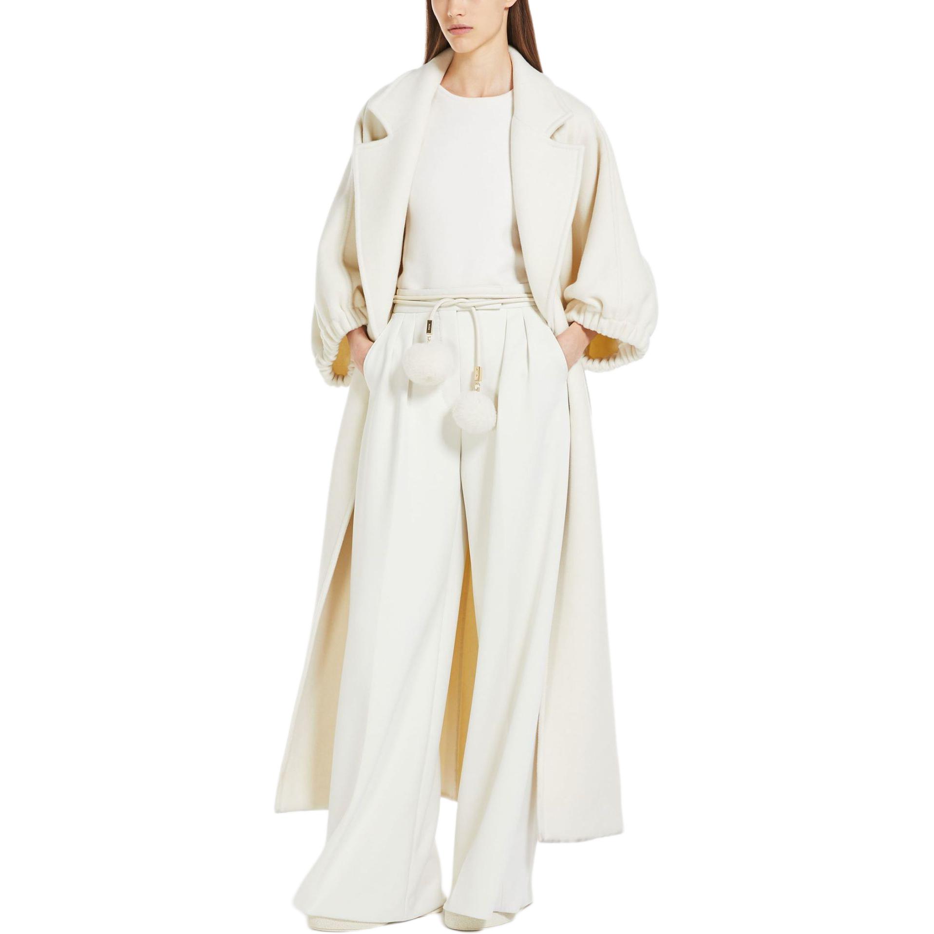 (Women) 'S Max Mara MaxMara Zaffo  White Double-Breasted Long Cashmere Coat with Pockets. 1011024106001-ZAFFO 圖 4