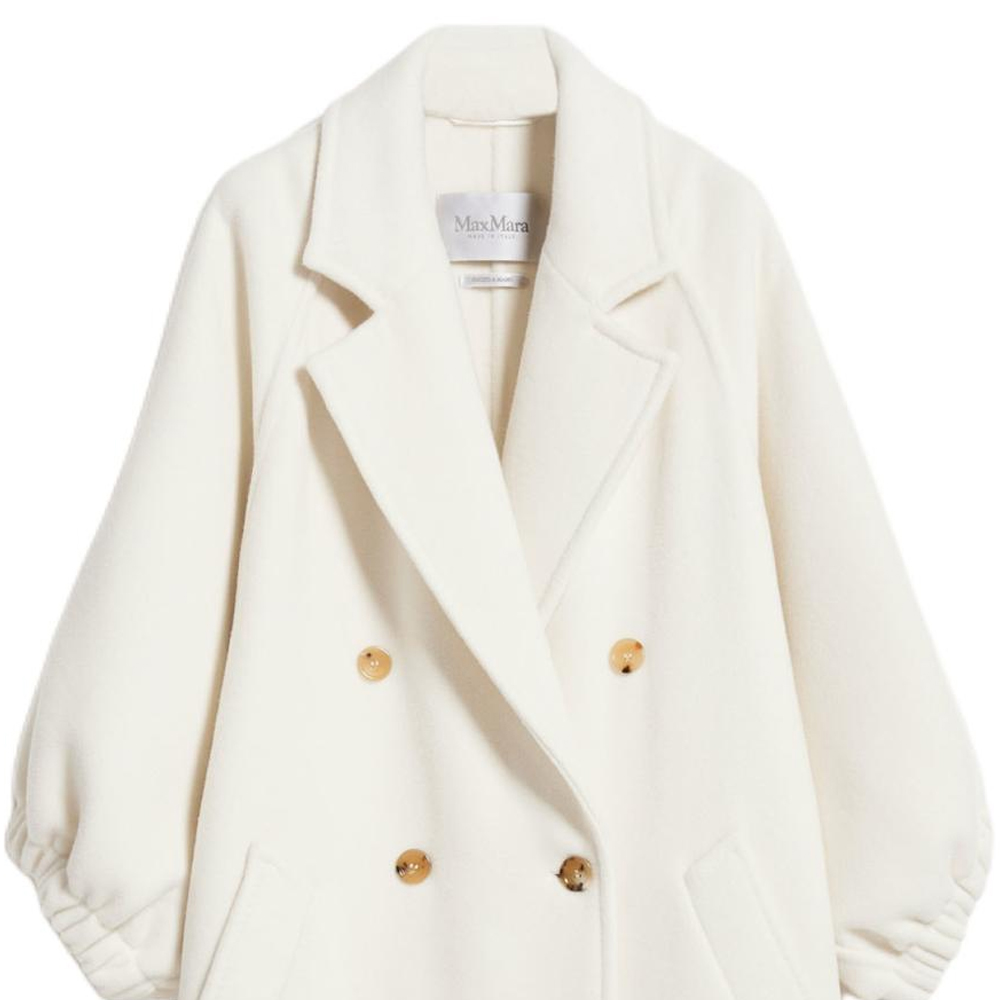 (Women) 'S Max Mara MaxMara Zaffo  White Double-Breasted Long Cashmere Coat with Pockets. 1011024106001-ZAFFO 圖 6