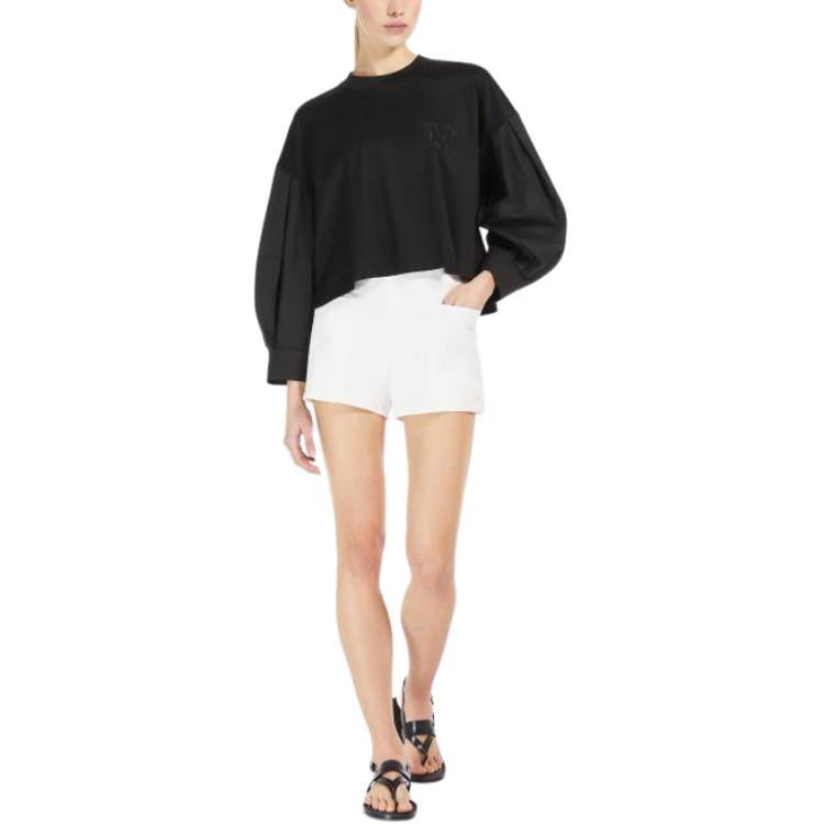 Lookbook (W) S MAX MARA 黑色棉質長袖圓領T恤 1941014206002 - DOLLY