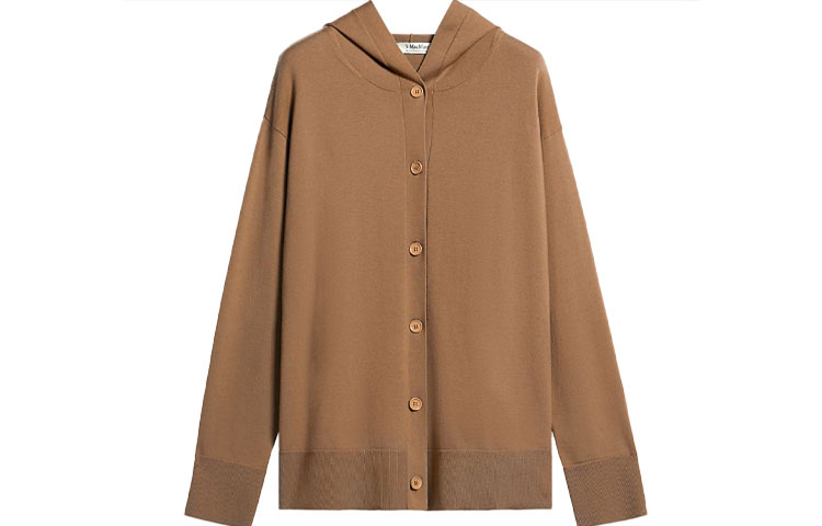 (Women) 'S Max Mara S MAX MARA  Brown Solid Button-Up Knit Cardigan. 9346022906003-PORDOI