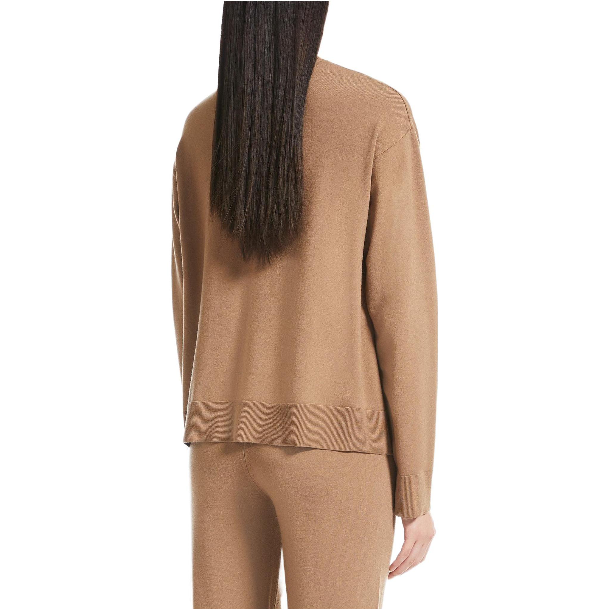 Purchase (W) ''S マックスマーラ S MAX MARA ブラウン 無地 Vネック ウール プルオーバー セーター 9366072906003-ALGHERO