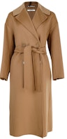 (Women) 'S Max Mara S MAX MARA Brown Wool Long Coat with Belt and Wide Lapel Design 90160929045 (Women) 'S Max Mara S MAX MARA Brown Wool Long Coat with Belt and Wide Lapel Design 90160929045