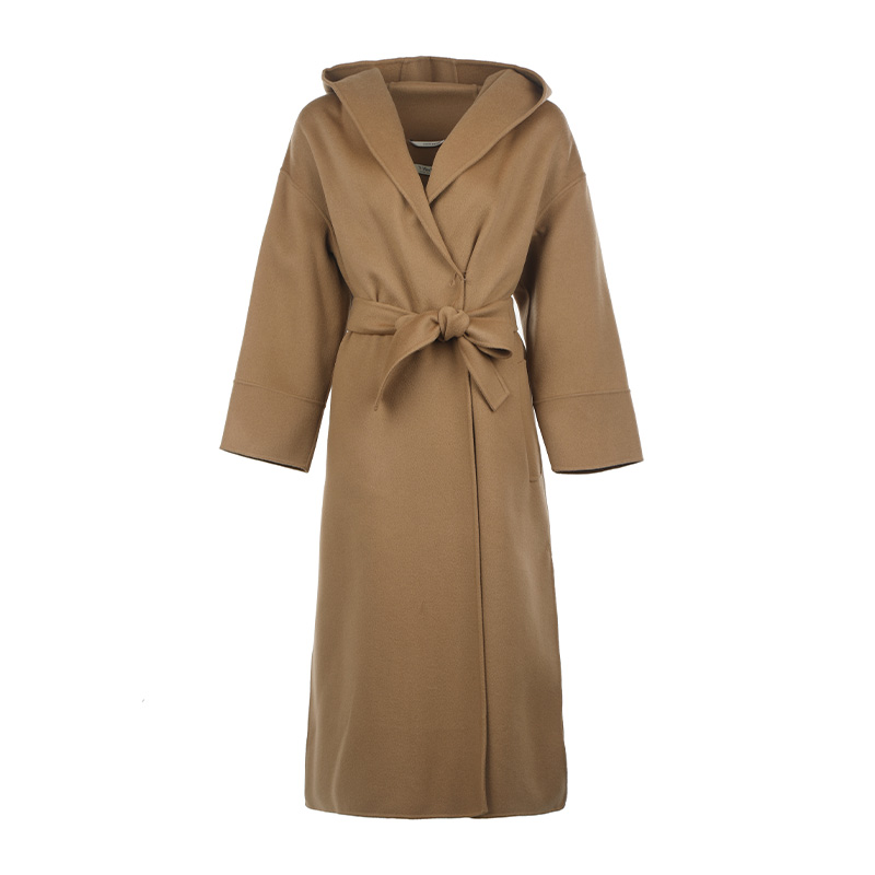 (Women) 'S Max Mara S MAX MARA  Camel Hooded Mid-Length Belted Coat 90160529000-045