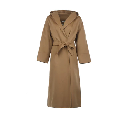 (Women) 'S Max Mara S MAX MARA Camel Hooded Mid-Length Belted Coat 90160529000-045