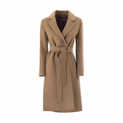 (Women) 'S Max Mara S MAX MARA Long Khaki Belted Coat Solid Color 2419011041600-045