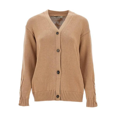 (Women) 'S Max Mara S MAX MARA Loose V-Neck Button Knit Cardigan Sweater - Camel Color 24293460516002-LUKAS