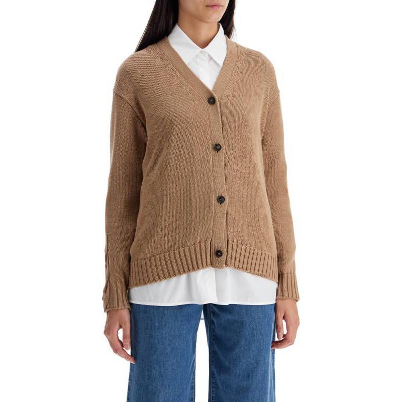 Purchase (Women) 'S Max Mara S MAX MARA  Loose V-Neck Button Knit Cardigan Sweater - Camel Color 24293460516002-LUKAS