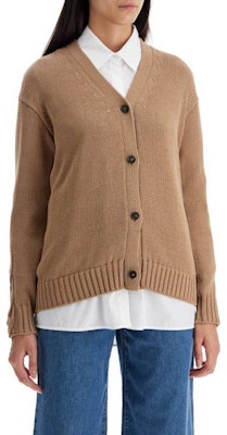 (Women) 'S Max Mara S MAX MARA Loose V-Neck Button Knit Cardigan Sweater - Camel Color 24293460516002-LUKAS Purchase (Women) 'S Max Mara S MAX MARA Loose V-Neck Button Knit Cardigan Sweater - Camel Color 24293460516002-LUKAS