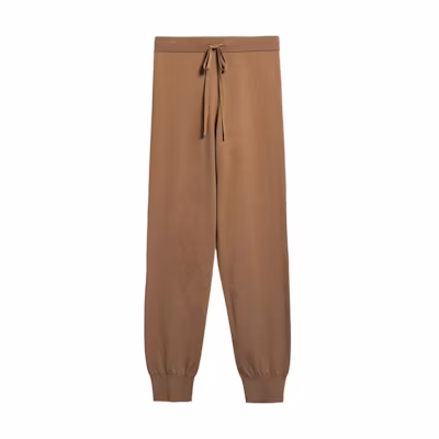 (Women) 'S Max Mara S MAX MARA Solid Color Tie-Waist Straight Fit Pants - Camel Brown 9336012906003-ELIA