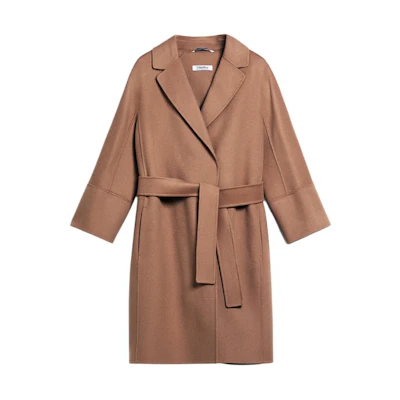 (Women) 'S Max Mara S MAX MARA Arona Camel Long Wool Coat with Belt and Lapel Design. 9016043906045-ARONA