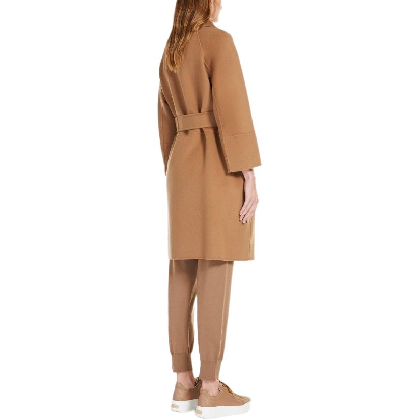Shop (W) S Max Mara Arona 驼色长款羊毛大衣，腰带设计配翻领时尚款式 9016043906045-ARONA