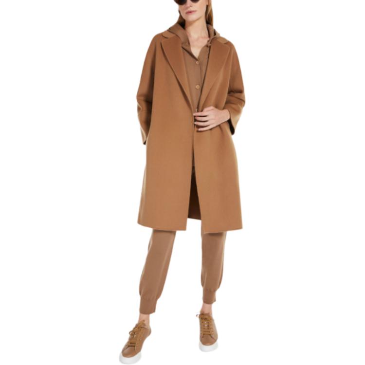 Purchase (W) S Max Mara Arona 驼色长款羊毛大衣，腰带设计配翻领时尚款式 9016043906045-ARONA