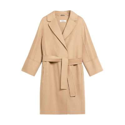 (Women) 'S Max Mara S MAX MARA Arona Wool Long Coat for Women in Light Brown. 9016101906045-ARONA