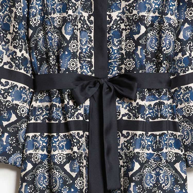 Details for (Women) 'S Max Mara S MAX MARA Floral Print Belted Midi Long-Sleeve Dress - Dark Blue 9221184306-001