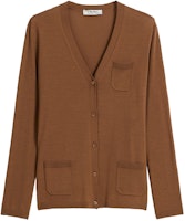 (Women) 'S Max Mara S MAX MARA Gold V-Neck Wool Cardigan Sweater. 9346031906002-ERICE (Women) 'S Max Mara S MAX MARA Gold V-Neck Wool Cardigan Sweater. 9346031906002-ERICE