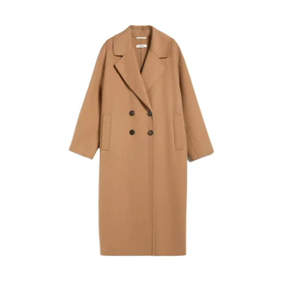(Women) 'S Max Mara S MAX MARA Holland Double-Breasted Wool Long Coat Women’s Khaki Color 9011014106045-HOLLAND
