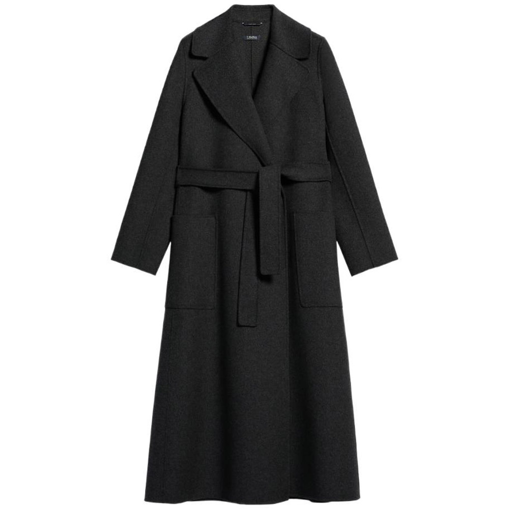 (Women) 'S Max Mara S MAX MARA Paolore  Long Gray Belted Coat with Split Back Design. 9016022906023-PAOLORE