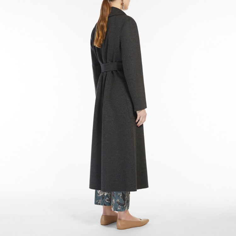 Shop (W) ''S Max Mara S MAX MARA Paolore Mantel Kelabu Panjang dengan Rekaan Belakang Belah. 9016022906023-PAOLORE