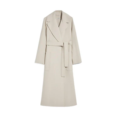 (Women) 'S Max Mara S MAX MARA Paolore White Long Coat with Belt and Split Back Design. 9016022906071-PAOLORE