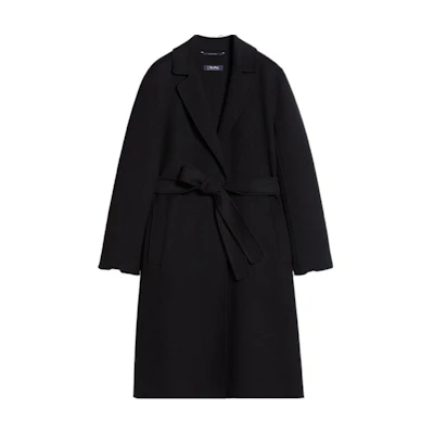 (Women) 'S Max Mara S MAX MARA Pauline Black Double-Faced Wool Tie Long Coat 9011163106013-PAULINE