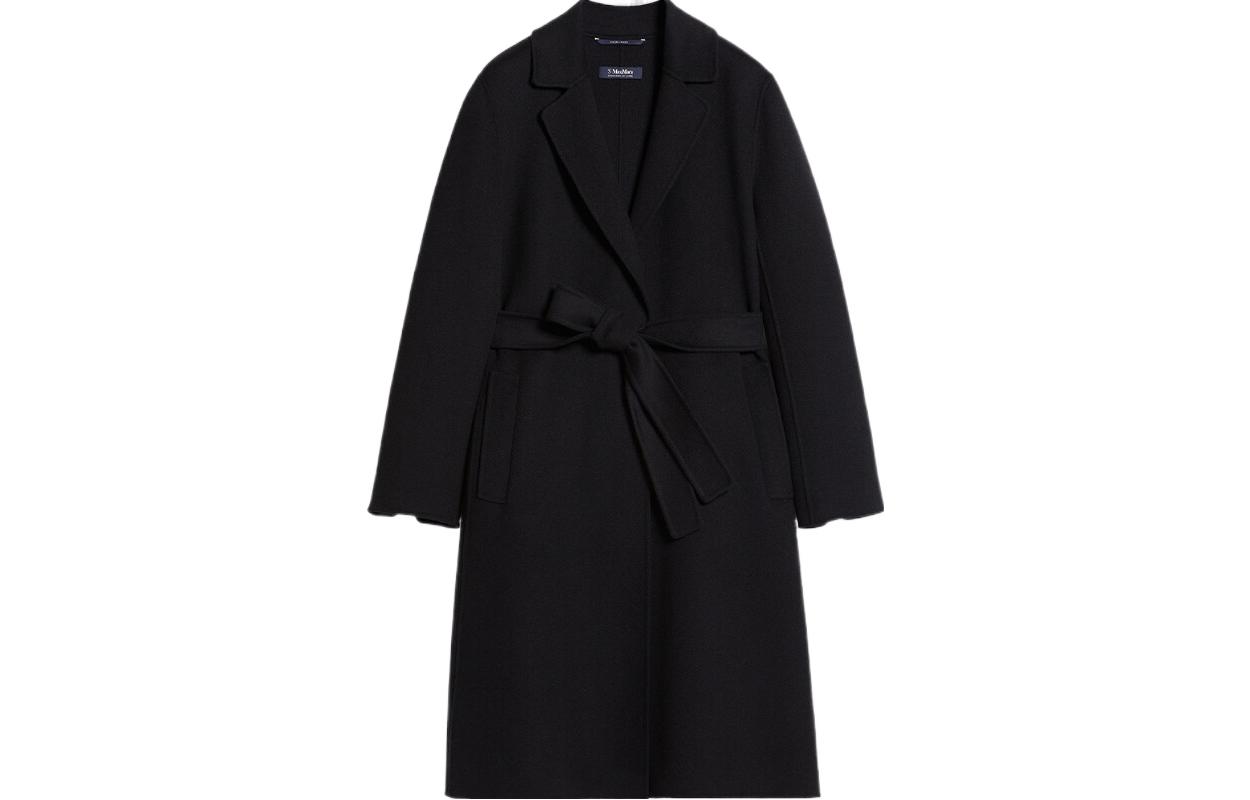 Order (W) ''S Max Mara S MAX MARA Pauline 黑色双面羊毛系带长款大衣 9011163106013-PAULINE